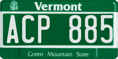 VT license plate ACP885