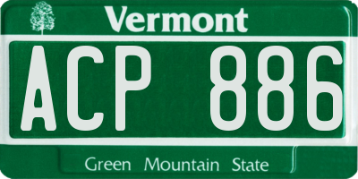 VT license plate ACP886