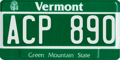VT license plate ACP890