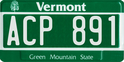 VT license plate ACP891
