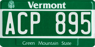 VT license plate ACP895