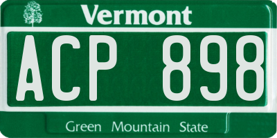 VT license plate ACP898