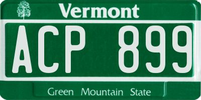 VT license plate ACP899