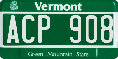 VT license plate ACP908