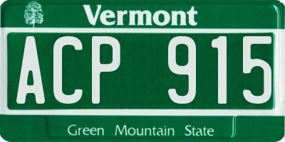 VT license plate ACP915