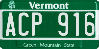 VT license plate ACP916