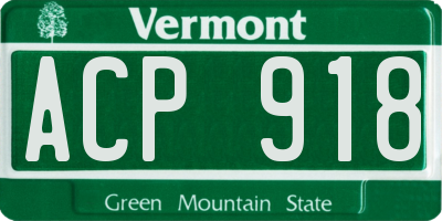 VT license plate ACP918