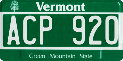 VT license plate ACP920