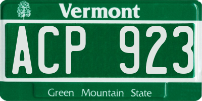 VT license plate ACP923