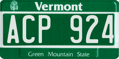 VT license plate ACP924
