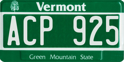 VT license plate ACP925