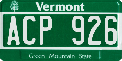 VT license plate ACP926