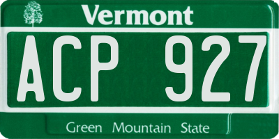 VT license plate ACP927