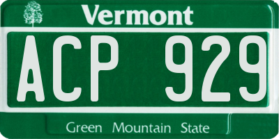 VT license plate ACP929