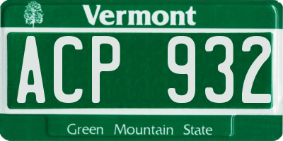 VT license plate ACP932