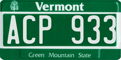 VT license plate ACP933