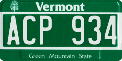VT license plate ACP934