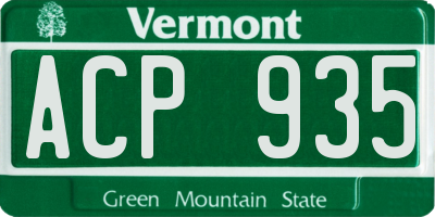 VT license plate ACP935