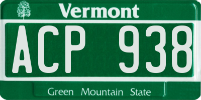 VT license plate ACP938