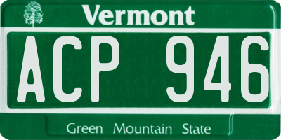 VT license plate ACP946