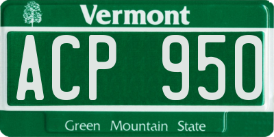 VT license plate ACP950