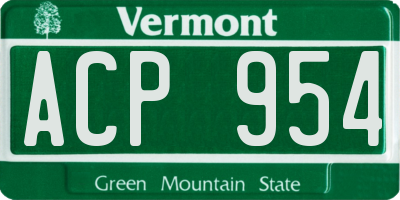 VT license plate ACP954