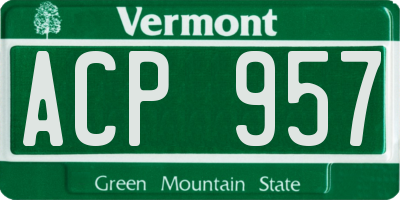 VT license plate ACP957