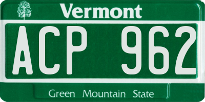 VT license plate ACP962