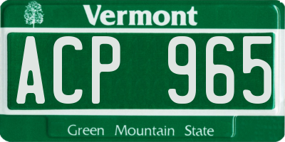 VT license plate ACP965