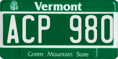 VT license plate ACP980