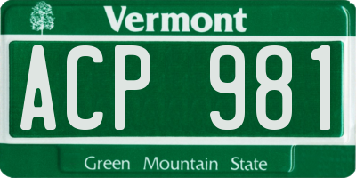 VT license plate ACP981
