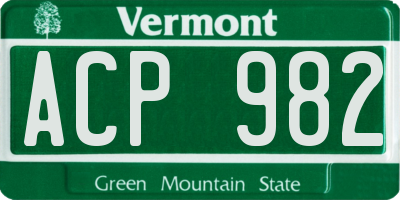 VT license plate ACP982