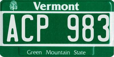 VT license plate ACP983