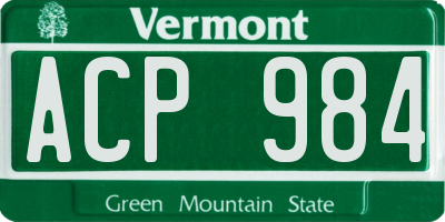 VT license plate ACP984