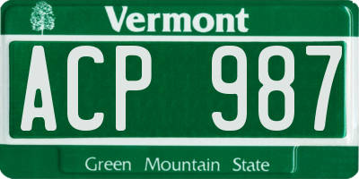 VT license plate ACP987
