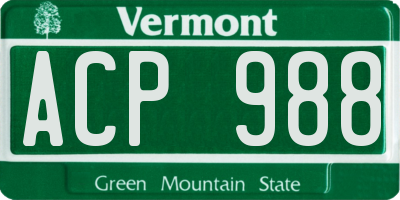 VT license plate ACP988