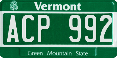 VT license plate ACP992