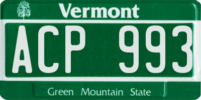 VT license plate ACP993