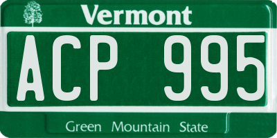 VT license plate ACP995