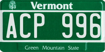 VT license plate ACP996