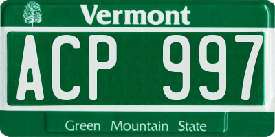 VT license plate ACP997