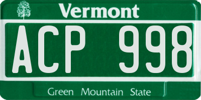 VT license plate ACP998