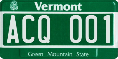 VT license plate ACQ001