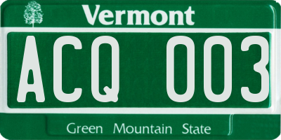VT license plate ACQ003