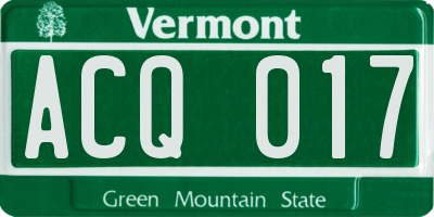 VT license plate ACQ017