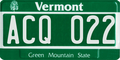 VT license plate ACQ022