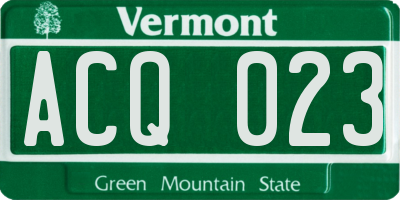 VT license plate ACQ023