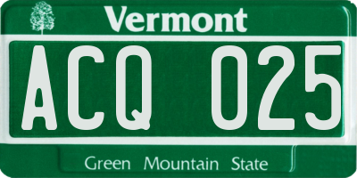 VT license plate ACQ025