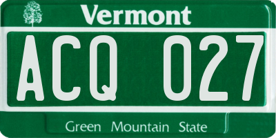 VT license plate ACQ027