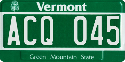 VT license plate ACQ045